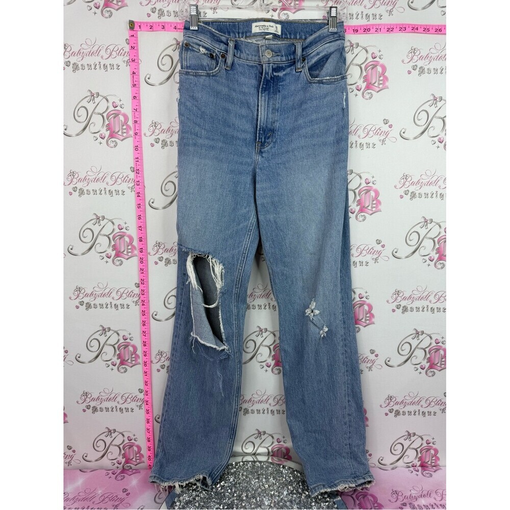 Abercrombie & Fitch Light Blue Straight Leg Distressed Jeans